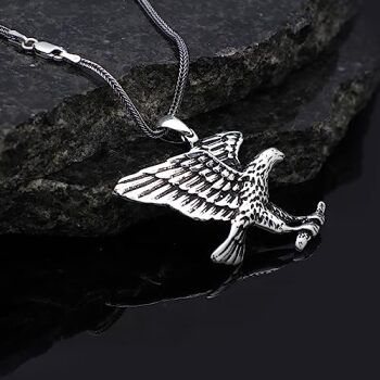 Sterling Silver Eagle Necklace for Men - Animal Jewelry - Complete with Men's Silver Chain - Birthday Gifts - 4