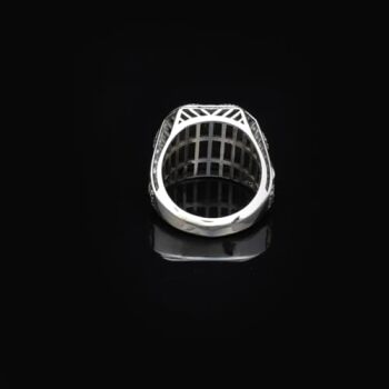 Vintage Handmade Lapis Lazuli Ring with Black Onyx and Micro Stone - 925 Sterling Silver Men's Ring with Gemstone and Silver Polishing Cloth Gift - 4