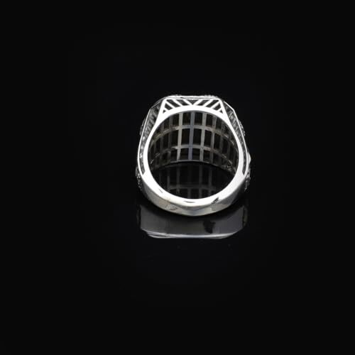 Vintage Handmade Lapis Lazuli Ring with Black Onyx and Micro Stone - 925 Sterling Silver Men's Ring with Gemstone and Silver Polishing Cloth Gift - 4